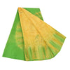 Sanskriti Vintage Sarees Yellow/Green Pure Crepe Silk Printed Sari Craft Fabric