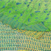 Sanskriti Vintage Sarees Yellow/Green Pure Crepe Silk Printed Sari Craft Fabric