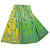 Sanskriti Vintage Sarees Yellow/Green Pure Crepe Silk Printed Sari Craft Fabric