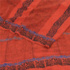 Sanskriti Vintage Sarees Reddish-Orange Pure Crepe Silk Printed Sari 5yd Fabric