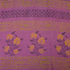 Sanskriti Vintage Sarees Purple Pure Crepe Silk Printed Sari 5yd Craft Fabric