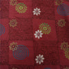 Sanskriti Vintage Sarees Red/Blue Pure Crepe Silk Printed Sari 5yd Craft Fabric