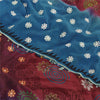 Sanskriti Vintage Sarees Red/Blue Pure Crepe Silk Printed Sari 5yd Craft Fabric