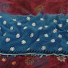 Sanskriti Vintage Sarees Red/Blue Pure Crepe Silk Printed Sari 5yd Craft Fabric