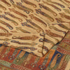 Sanskriti Vintage Sarees Beige Pure Crepe Silk Paisley Printed Sari Craft Fabric