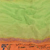 Sanskriti Vintage Sarees Green/Orange Pure Crepe Silk Print Sari Craft Fabric