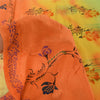 Sanskriti Vintage Sarees Green/Orange Pure Crepe Silk Print Sari Craft Fabric