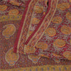 Sanskriti Vintage Sarees Dark Red Pure Crepe Silk Printed Sari 5yd Craft Fabric