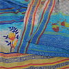 Sanskriti Vintage Sarees Blue Indian Blend Crepe Printed Sari 5yd Craft Fabric