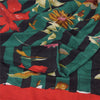 Sanskriti Vintage Sarees Green/Black Pure Crepe Silk Print Sari 6yd Craft Fabric