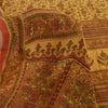 Sanskriti Vintage Sarees Pale Yellow Pure Crepe Silk Print Sari 6yd Craft Fabric