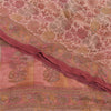 Sanskriti Vintage Sarees Pink Pure Crepe Silk Printed Sari 5yd Craft Fabric