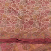 Sanskriti Vintage Sarees Pink Pure Crepe Silk Printed Sari 5yd Craft Fabric