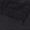 Sanskriti Vintage Sarees Black Embroidered Pure Crepe Silk Sari 5yd Craft Fabric