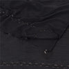 Sanskriti Vintage Sarees Black Embroidered Pure Crepe Silk Sari 5yd Craft Fabric