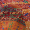 Sanskriti Vintage Sarees Embroidered Pure Crepe Silk Print Sari 5yd Craft Fabric