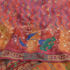 Sanskriti Vintage Sarees Embroidered Pure Crepe Silk Print Sari 5yd Craft Fabric