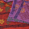 Sanskriti Vintage Sarees Purple Hand Block Pure Crepe Printed Sari Craft Fabric