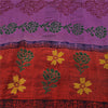 Sanskriti Vintage Sarees Purple Hand Block Pure Crepe Printed Sari Craft Fabric