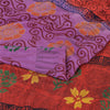 Sanskriti Vintage Sarees Purple Hand Block Pure Crepe Printed Sari Craft Fabric