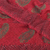 Sanskriti Vintage Sarees Red Mukesh/Sparkle Pure Crepe Printed Sari 6yd Fabric