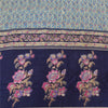 Sanskriti Vintage Sarees Blue 100% Pure Crepe Silk Printed Sari 5yd Craft Fabric