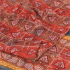 Sanskriti Vintage Sarees Red Indian Pure Crepe Silk Print Sari 5yd Craft Fabric