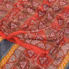 Sanskriti Vintage Sarees Red Indian Pure Crepe Silk Print Sari 5yd Craft Fabric