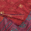 Sanskriti Vintage Sarees Red Tie-Dye Hand Beaded Pure Crepe Sari Craft Fabric