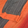 Sanskriti Vintage Sarees Black/Orange Pure Crepe Silk Print Sari Craft Fabric