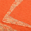 Sanskriti Vintage Sarees Orange Pure Crepe Silk Printed Sari 5yd Craft Fabric