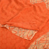 Sanskriti Vintage Sarees Orange Pure Crepe Silk Printed Sari 5yd Craft Fabric