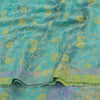 Sanskriti Vintage Sarees Sea-Green Pure Crepe Silk Printed Sari 5yd Craft Fabric