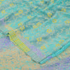 Sanskriti Vintage Sarees Sea-Green Pure Crepe Silk Printed Sari 5yd Craft Fabric