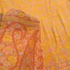 Sanskriti Vintage Sarees Yellow Pure Crepe Silk Printed Sari 5yd Craft Fabric