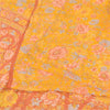 Sanskriti Vintage Sarees Yellow Pure Crepe Silk Printed Sari 5yd Craft Fabric