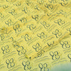 Sanskriti Vintage Sarees Lemon Yellow Pure Crepe Silk Printed Sari Craft Fabric