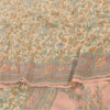 Sanskriti Vintage Sarees Peach 100%Pure Crepe Silk Printed Sari 6yd Craft Fabric