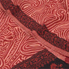 Sanskriti Vintage Sarees Dark Red Pure Crepe Silk Printed Sari 5yd Craft Fabric