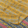 Sanskriti Vintage Sarees Yellow Pure Crepe Silk Printed Sari 6yd Craft Fabric