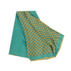 Sanskriti Vintage Sarees Green/Blue Pure Crepe Silk Print Sari 5yd Craft Fabric