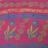 Sanskriti Vintage Sarees Green/Pink Pure Crepe Silk Print Sari 5yd Craft Fabric