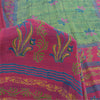 Sanskriti Vintage Sarees Green/Pink Pure Crepe Silk Print Sari 5yd Craft Fabric