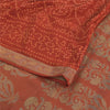 Sanskriti Vintage Sarees Orange Bandhani Printed/Woven Pure Crepe Sari Fabric