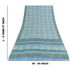 Sanskriti Vintage Sarees Blue Hand Beaded Pure Crepe Silk Print Sari 5yd Fabric