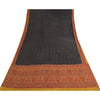 Sanskriti Vintage Sarees Black Hand Beaded Pure Crepe Printed Sari Craft Fabric