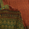 Sanskriti Vintage Sarees Rusty Orange Pure Crepe Printed Sari 5yd Craft Fabric