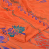 Sanskriti Vintage Sarees Orange/Blue Pure Crepe Silk Print Sari 5yd Craft Fabric