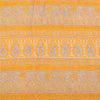 Sanskriti Vintage Sarees Yellow/Cream Pure Crepe Printed Sari 5yd Craft Fabric