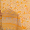 Sanskriti Vintage Sarees Yellow/Cream Pure Crepe Printed Sari 5yd Craft Fabric